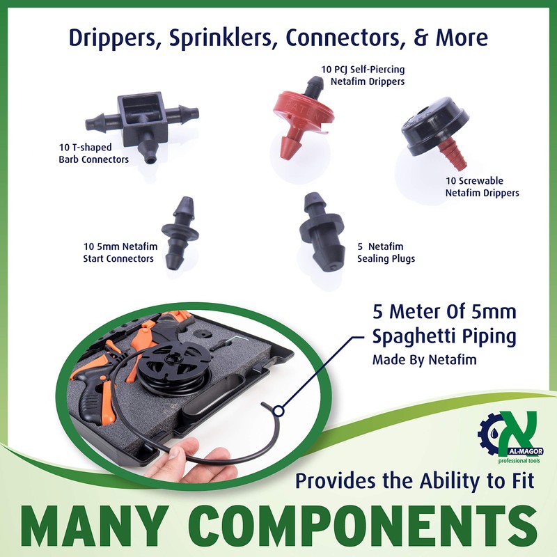 AL-MAGOR Garden Irrigation Kit: Complete Set for Installing, Inserting Sprinklers,