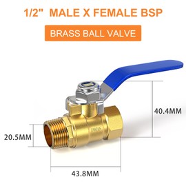 GASHER 3PCS 1/2 Inch Brass Mini Ball Valve Shut Off Switch, 1/2 Inch Male x Female BSP Thread Pipe Fitting