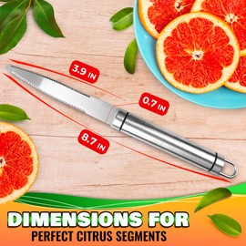 HYQO Grapefruit Knife Carving - Chef Serrated Knife Curved Fruit Grape Cutter Small Serrated Kitchen Stainless Steel Orange Peeler - Lemon Cutter Knives
