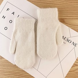 homeemoh Knit Mittens for Women Warm Winter Fleece Lined Mittens Women‘s Gloves for Cold Weather, Beige, One Size