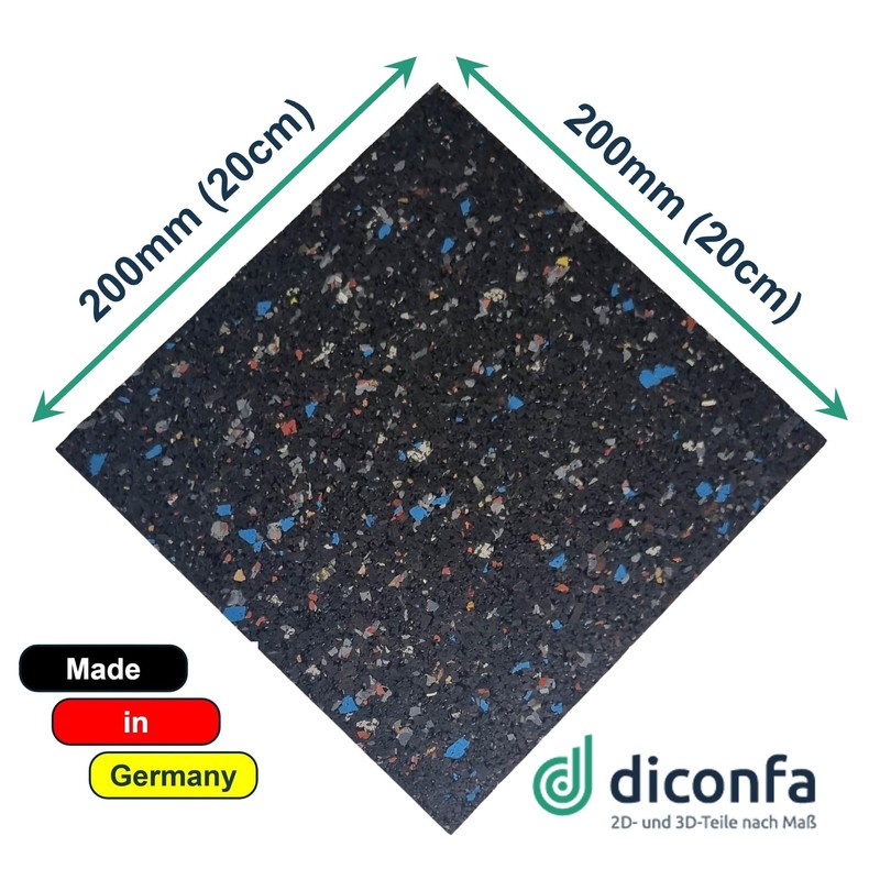 diconfa 4 x Rubber Granulate Patio Pads 200 x 200