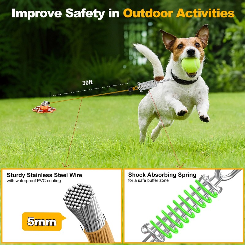 Tivray Dog Tie Out Stake and Cable, 360° Swivel Stake