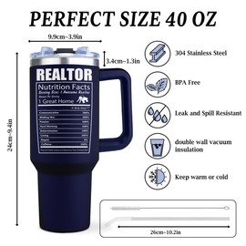 Joyloce Realtor Gifts for Women Men, Realtor Supplies, Real Estate Agent Gifts, Gifts for Realtors at Closing, Closing Gifts for Realtors, Real Estate Agent Supplies 1 Pcs 40oz Tumbler with Handle