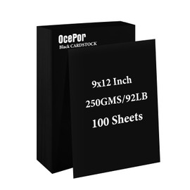 100 Sheets Black Cardstock 9” x 12”, 92lb/250gsm Black Card Stock, Thick Card Stock Paper, Heavy Cardstock Paper for Printer, Resume, Scrapbooks, Art, Crafts, Business Cards
