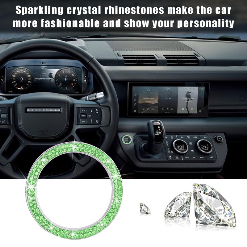 Kewucn Bling Crystal Double Rhinestone Car Engine Start Decoration Ring,