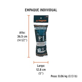 TRUPER Repuesto rodillo para pintar, 9 x 3/8', de microfibra Truper