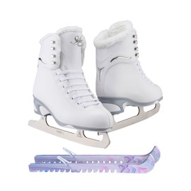 Jackson Ultima Finesse JS181 Figure Ice Skates for Women Bundle with Guardog Skate Guards/Fleece/Youth 13 (Kid's)