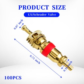 Hovom 100PCS Car Tire Valve Core, American/US Nickel-Plated Valve Stem Cores, Standard Tire Valves Stem Core Replacement Part, Universal for Cars SUVs Bicycles Trucks Motorcycles (Golden)