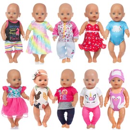 ebuddy 10 Sets of Doll Clothing Accessories Including Bikini, Dress, Outfits For 43 cm Newborn Baby Dolls