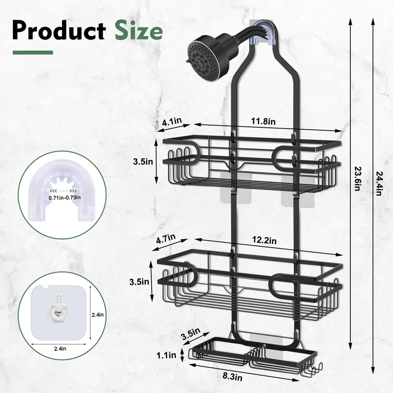 Lawhood-Mijin Shower Caddy Hanging, Over Head Shower Caddy Shower Storage