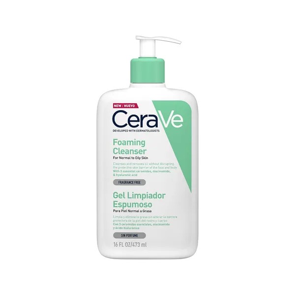 Gel Cerave Limpiador Espumoso Piel Normal A Grasa De 473