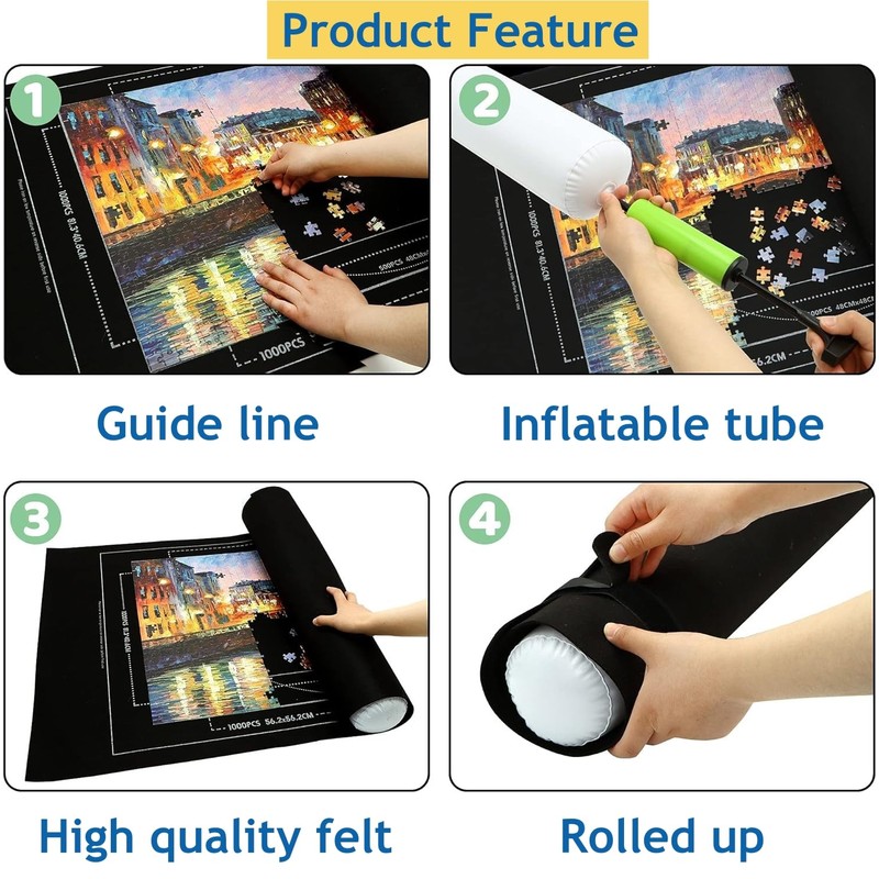 KAHEIGN Portable Jigsaw Mat, 1000/1500 /2000 Pieces Puzzles Mat Roll-Up