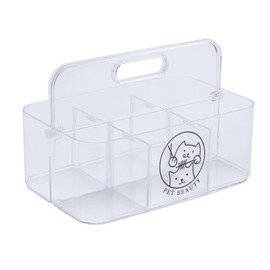 Brabtod Clear Dog Storage Organizer,Pet Grooming Supplies Organizer with Handle,5 compartments Countertop Caddy, Storage Bin for Dog Cat Grooming Kit,Trimmer,Clipper,Combo,Brush