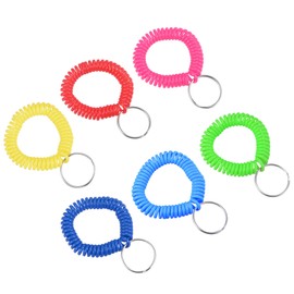 PATIKIL 22mm Spiral Keychain, 6 Pack Plastic Wrist Coil Keyring Wristband Stretchable Key Holder Lanyard for Sports Outdoor