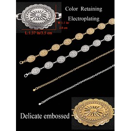 TOPACC Western Chain belt for Women Gold Metal Concho Belt Cowgirl Waist Chain Belt for Dress Jeans Country Concert Outfit