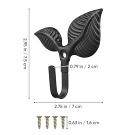Decorative Leaves Iron Hooks: Iron Leaf Wall Hook 8Pcs Leaf Hooks Rustic Wall Hooks Vintage Coat Hooks Decorative Single Wall Hooks for Scarf Bag Towel Key Cap Clothes Home Kitchen - Black