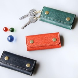 Polcolosso Leather Key Case, Genuine Leather, Smart Key Case, Men's, Women's, Cute, Brand, Arizona Leather, Italian Leather, Made in Japan, Slim, Compact, Small, Turquoise
