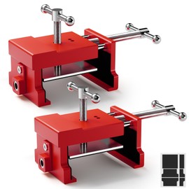 2-Pack Cabinet Clamps for Installing Cabinets, Face Frame Clamps Cabinet Installation Tools, Aluminum Alloy Cabinetry Claw w/Two Side Screws and Alignment Plate (Red 2Pack)