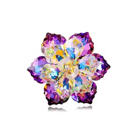 Rhinestone Flower brooch Pin Large Crystal Flower brooch Lapel Pins Wedding Party Birthday Dance Banquet Dress Suit Ceremony Clothes Hat Bag Accessories Jewelry for Women (Purple1)