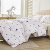 Viviland Floral Duvet Cover Queen Size, Purple Flower Zipper Closure