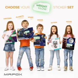 MAFOX Glow in The Dark Wall or Ceiling Stars with Moon Stickers – Luminous Decal Stickers for Simulated Moon Effect at Night – Ideal Kids Decor or Adults – for Kids Boys Girls