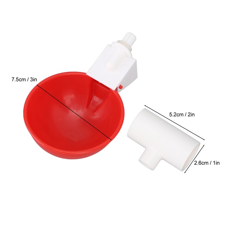 12 Sets Chicken Watering Cup with Tee Connector Automatic Feeding