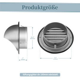 Insvrecho 4-Inch Round Dryer Vent Covers Outdoor, Stainless Steel exhaust vent for House