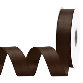 BVIEAKD Brown Satin Ribbon 1 inch x 50 Yards Double Faced Solid Color Ribbon for Crafts Weddings Bow Making & More