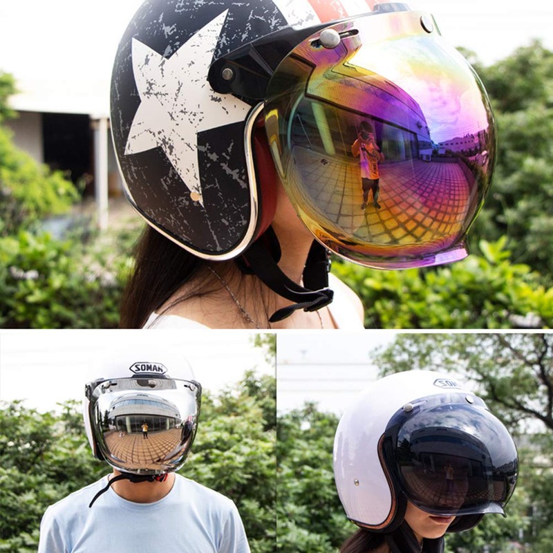 SPYMINNPOO Bubble Shield Helmet, Open Face Helmet, Bubble Visor Motorcycle