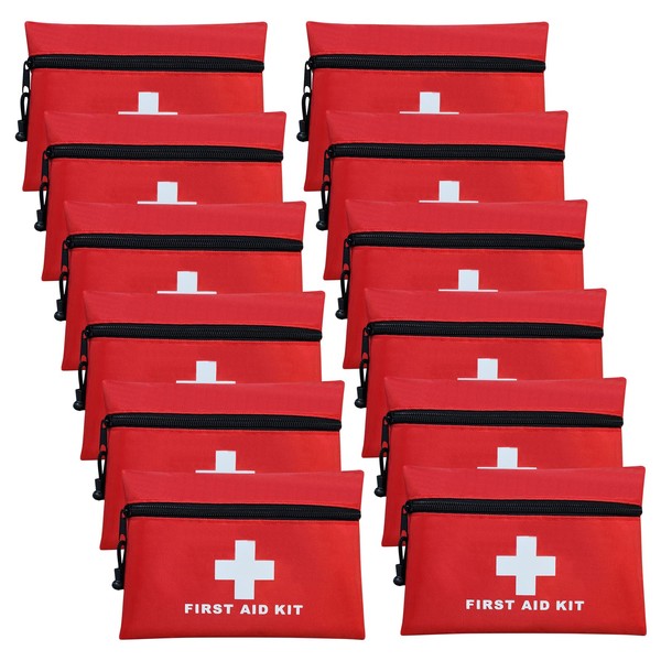 AOUTACC 12pcs Mini First Aid Kit Empty Bag, Travel Empty First Aid Kit Pouch Bag with Zippered for Emergency at Home, Office, Car, Outdoors, Boat, Camping, Hiking(Bag Only)