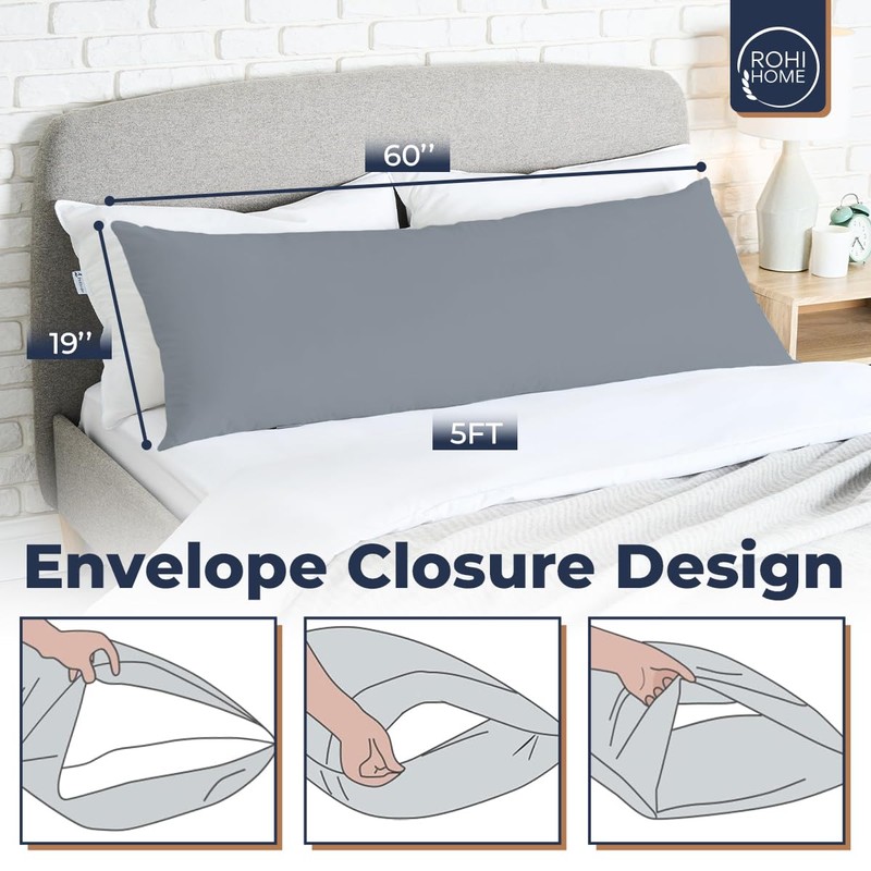 Rohi Bolster Pillow Cases - Soft & Breathable Polycotton Long