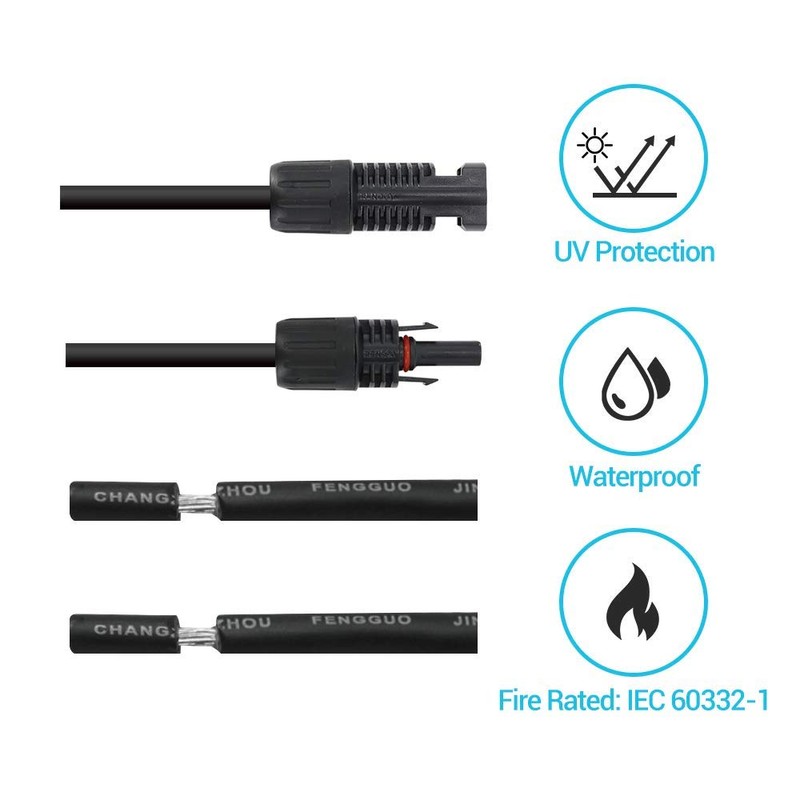 Renogy 20FT 10AWG Solar Adaptor Wire Extension Cables with Female