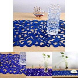 Rectangle Shape Table Mat 7 Colors Felt Tablecloth Runner Placemats Table Mats Hollow Dining Cloth Tableware mat for Household Decorations and Dining Ornament(Royal Blue)