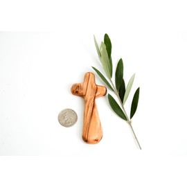 Certified Holy Land Olive Wood Caring/Holding Cross (25, Medium Pocket Cross)