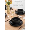 FOBENTA Modern Plates and Bowls Set for 6,18 Piece Black