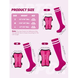 Hryrbay Kids Soccer Shin Guards and Socks Toddler Soccer Shin Pads Protective Defender Gear for Youth Boys Girls L Rose Red