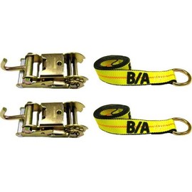 BA Products 38-10A-x2 + 38-1-x2 Lasso Strap and Ratchet with Finger Hook fits Century, JerrDan L arm (Set Includes 2 Straps, 2 Ratchets) (Yellow)