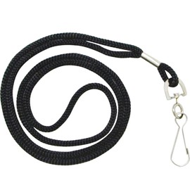 Kemp USA Economy Rope Lanyard - Soft Nylon Lanyards for ID Badges, 19” Long, 6 Warp Thickness - With Swivel J-Hooks for Easy Attachment - Keychain & ID Badge Holder - Black