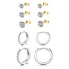3 Pairs of Hoop Earrings Silver Earrings for Women, Small