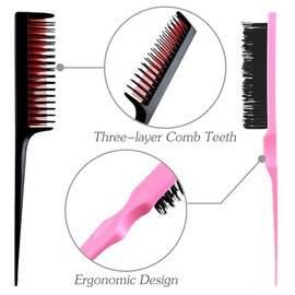 Juego de 9 cepillos para el cabello con 50 horquillas, peine de cola de rata, peines cardadores, herramienta para coleta, peine cardador de carbono co