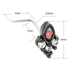 Excepro 20G (0.8mm) Nose Studs 316L Surgical Stainless Steel Multicolor Star Cubic Zirconia Body Jewelry Cartilage Nose Rings