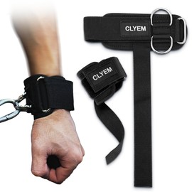 Weightlifting Straps with D Ring, Premium Wrist Straps for Deadlifting, Bodybuilding, Powerlifting, Wrist Cuffs with D Ring for Cable Machine Workout, Durable Weight Lifting Straps for Gym (Black, One Size)