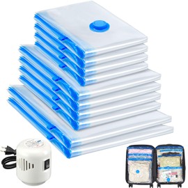 10 Pack Travel Vacuum Storage Bags With Electric Pump, Vacuum Seal Bags for Clothing, Vacuum Sealer Bags for Luggage, Travel Essentials