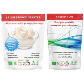 LR SuperFood Starter Culture + Prebio Plus L. Reuteri ProBiotic Starter Kit Cultured Dairy Low And Slow Yogurt Lactobacillus(LR SuperFood + Prebio Plus)