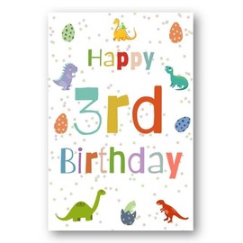 Second Ave 3rd Birthday Age 3 Dinosaur Children's Kids Happy Birthday Card Greetings Card For Boys or Girls