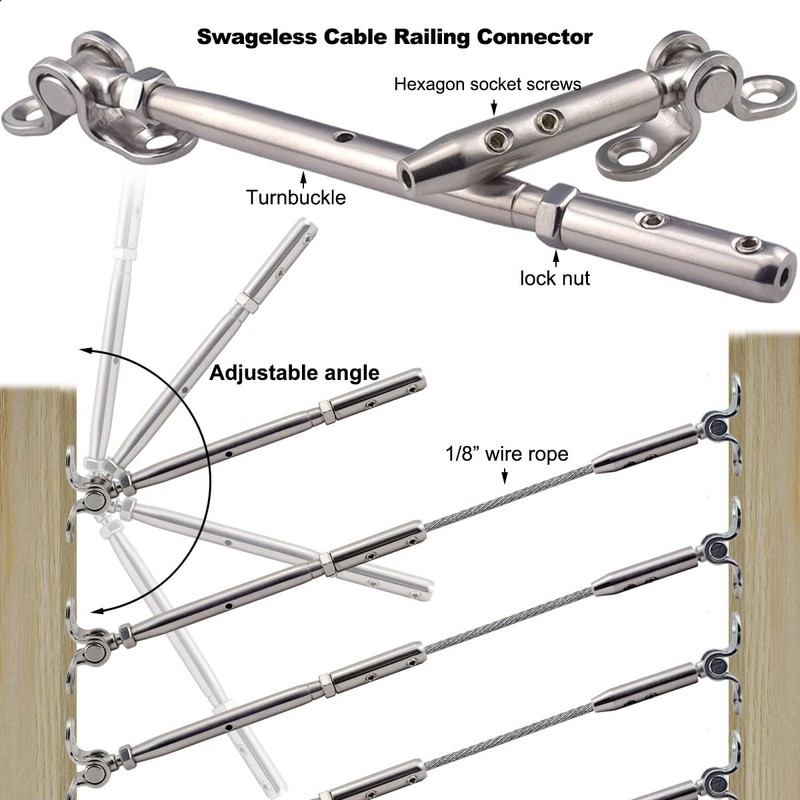 Iutuuk Stainless Steel Cable Railing Hardware Kit for Wood Post