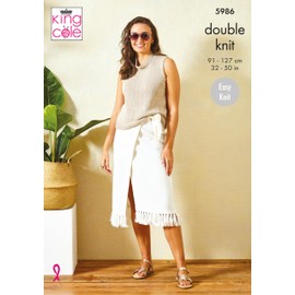 King Cole Ladies DK Knitting Pattern Easy Knit Sleeveless or Short Sleeve Top (5986)