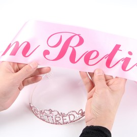 JunyRuny Pink Retirement Party Decorations for Women, I'm Retired Sash & Tiara Set, Costume Headwear, Queen Theme, Great for Retiring Women, Events & Supplies, Gifts, Favors, Teacher Retirement