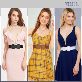 WERFORU Women's Wide Elastic Waist Belt Elegant Fashionable Stretch Waist Belt for Dresses, A-Black+White+Brown
