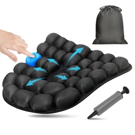 Pewfugu Premium 3D Comfortable Travel Air Cushion, Inflatable Car Seat Cushion Work for Home Office Chair Cushion Optimal Support (Large Air Cells)